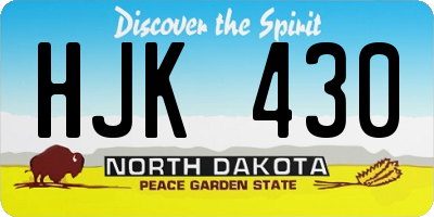 ND license plate HJK430