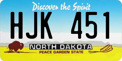 ND license plate HJK451