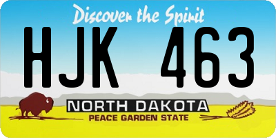 ND license plate HJK463