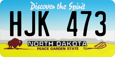 ND license plate HJK473