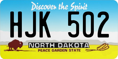 ND license plate HJK502