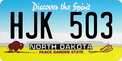 ND license plate HJK503