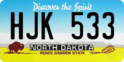 ND license plate HJK533