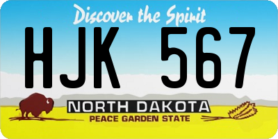 ND license plate HJK567