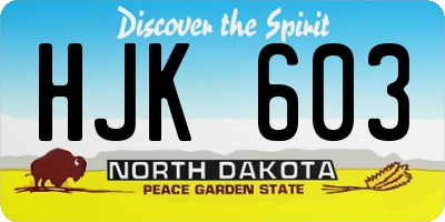 ND license plate HJK603