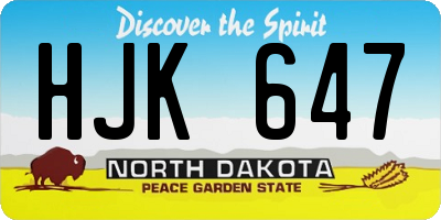 ND license plate HJK647