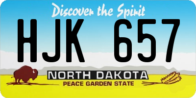 ND license plate HJK657