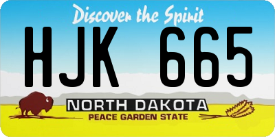 ND license plate HJK665