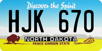 ND license plate HJK670