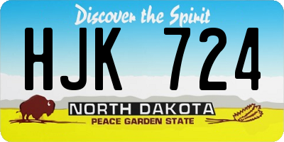 ND license plate HJK724