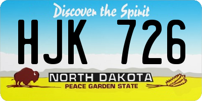 ND license plate HJK726