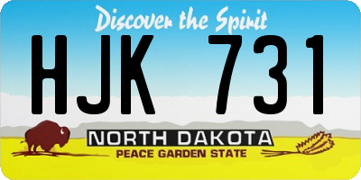 ND license plate HJK731