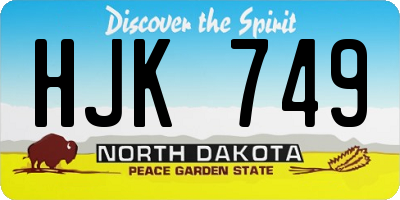 ND license plate HJK749