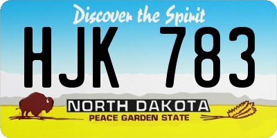 ND license plate HJK783