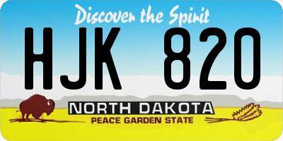 ND license plate HJK820