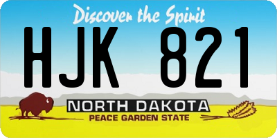 ND license plate HJK821