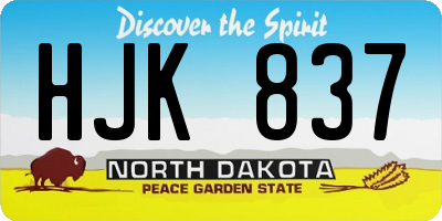 ND license plate HJK837