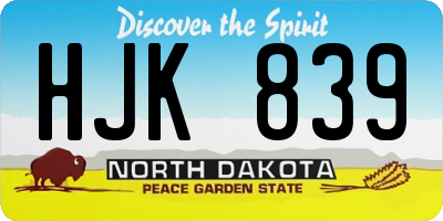 ND license plate HJK839