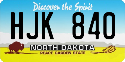 ND license plate HJK840