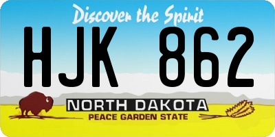 ND license plate HJK862