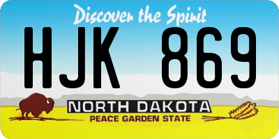 ND license plate HJK869