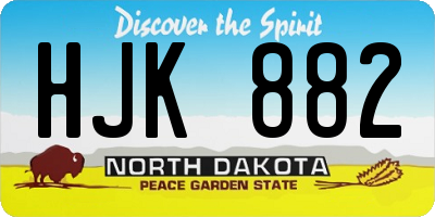 ND license plate HJK882