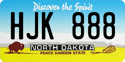 ND license plate HJK888