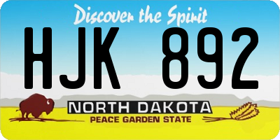 ND license plate HJK892