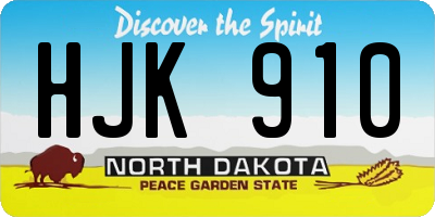 ND license plate HJK910