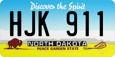 ND license plate HJK911