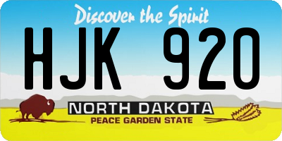 ND license plate HJK920