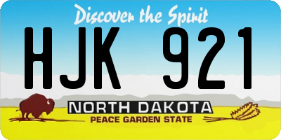 ND license plate HJK921