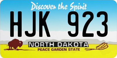 ND license plate HJK923