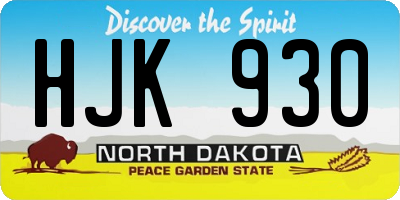 ND license plate HJK930