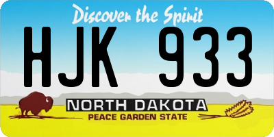 ND license plate HJK933