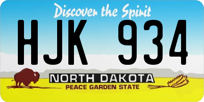 ND license plate HJK934