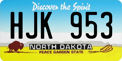 ND license plate HJK953