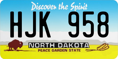 ND license plate HJK958