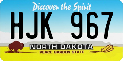 ND license plate HJK967