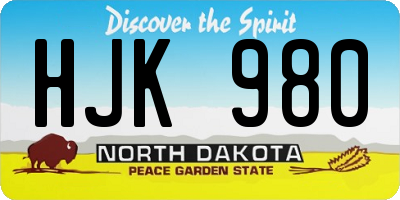 ND license plate HJK980