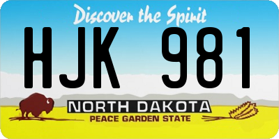 ND license plate HJK981