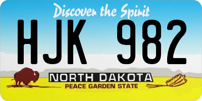 ND license plate HJK982