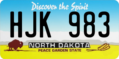 ND license plate HJK983