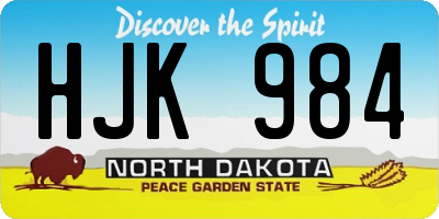 ND license plate HJK984