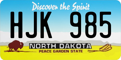 ND license plate HJK985