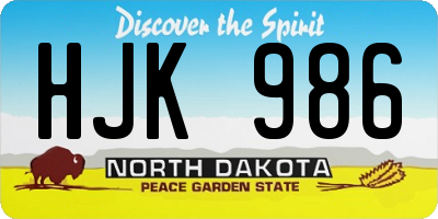 ND license plate HJK986