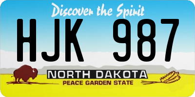 ND license plate HJK987