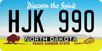 ND license plate HJK990