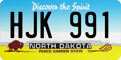 ND license plate HJK991