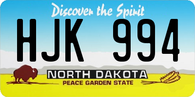 ND license plate HJK994